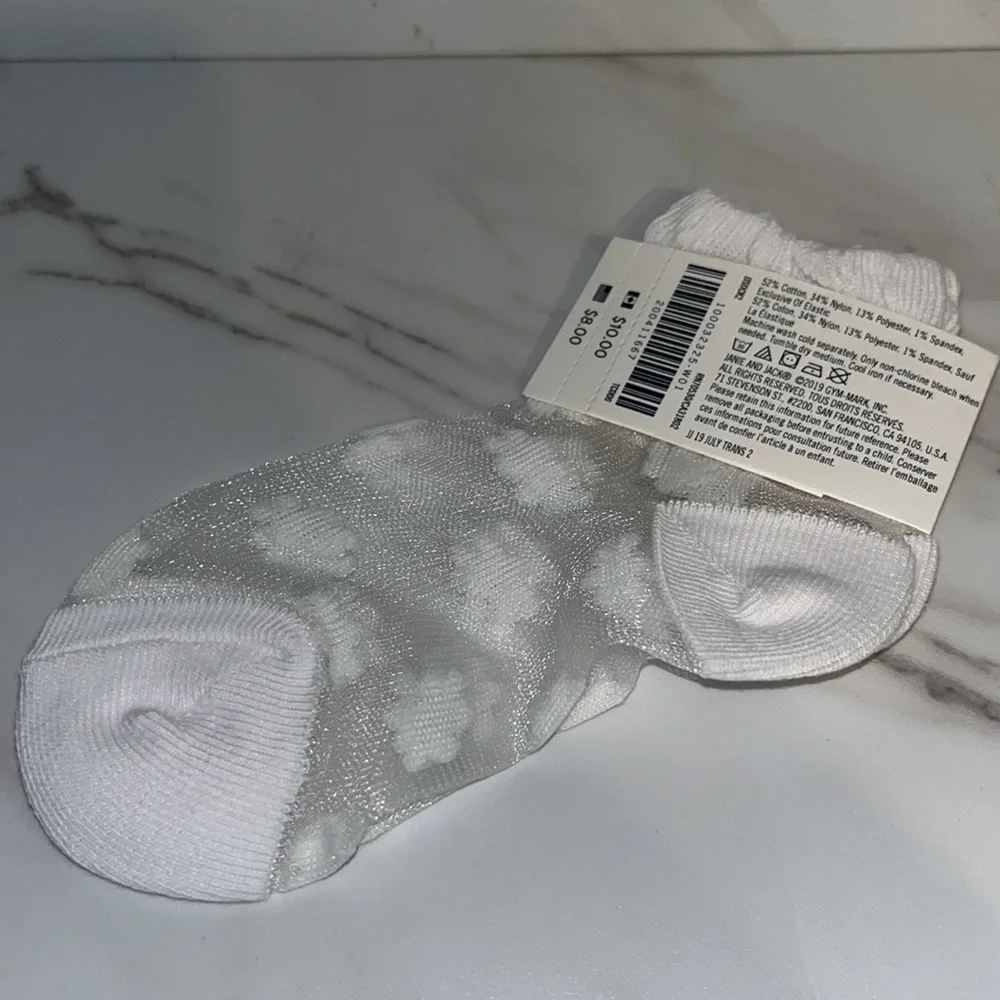 NWT Janie and Jack white sheer cloud socks 2T-3
